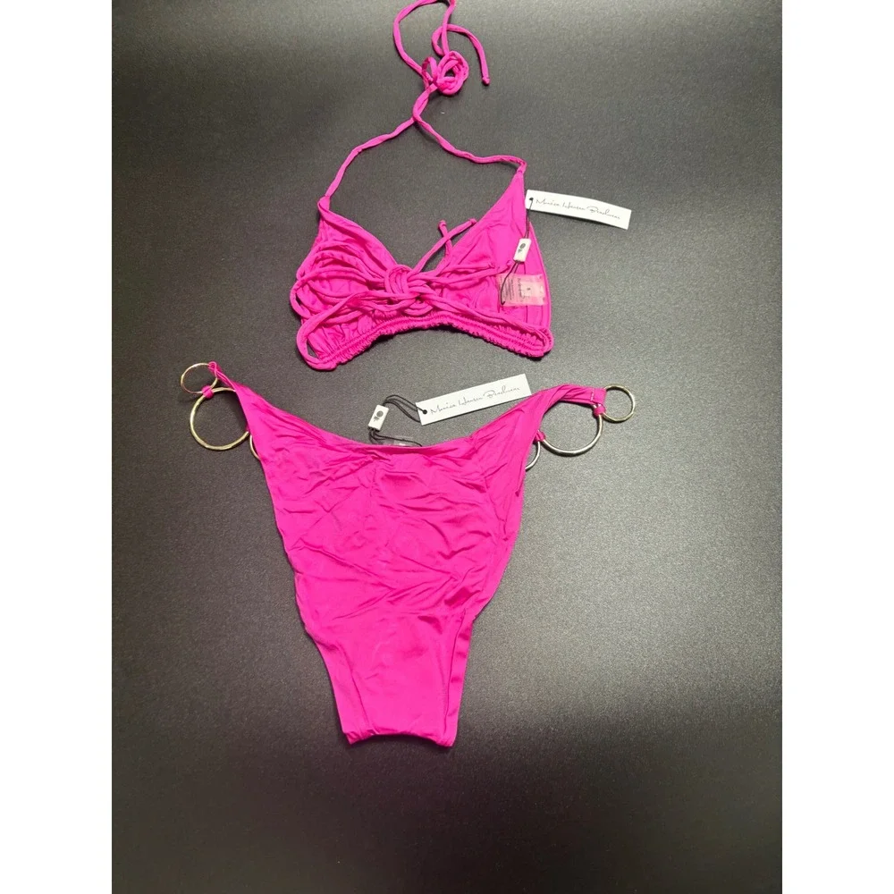 Monica‎ Hansen Beachwear NWT Bikini Set Top/Bottom Fuchsia Pink Size Small - Picture 2 of 4